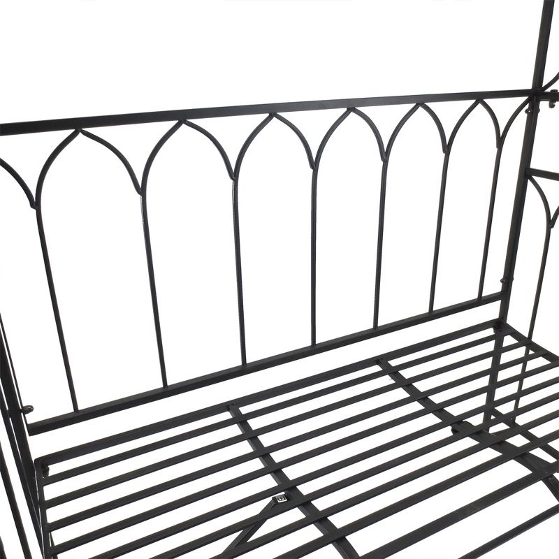Outsunny Metal Trellis Arbor Arch for Climbing Plants with Garden Bench, Grow Grapes & Vines, Decorative Seating, 484 lbs. Weight Capacity, Black