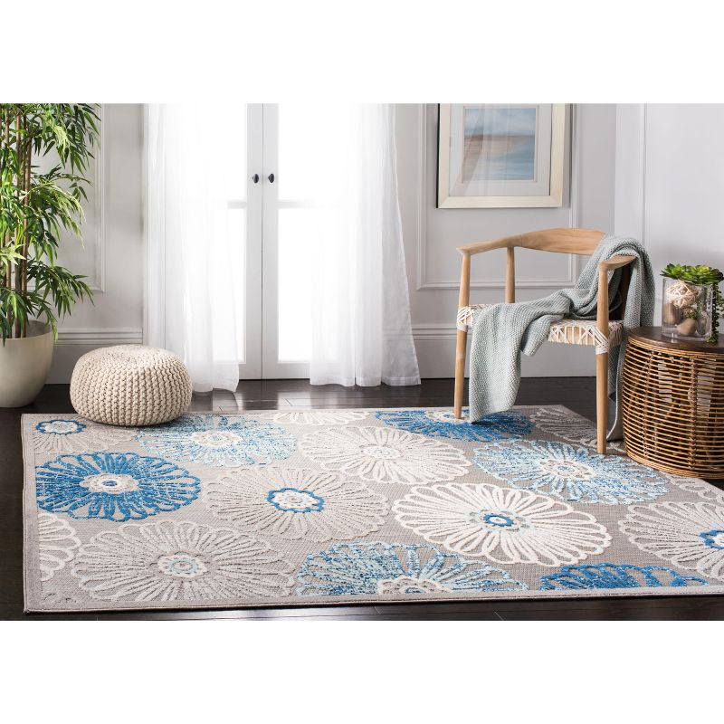Cabana CBN801 Power Loomed Indoor/Outdoor Area Rug - Grey/Blue - 4'x6' - Safavieh.