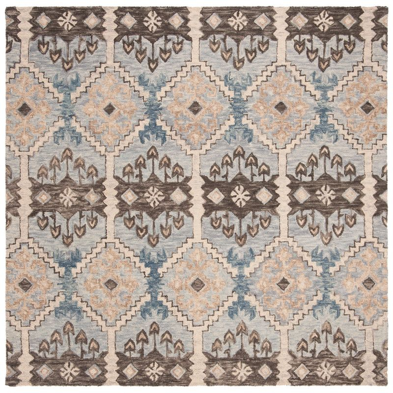 Aspen APN512 Hand Tufted Area Rug - Light Blue/Cream - 7' X 7' Square - Safavieh.