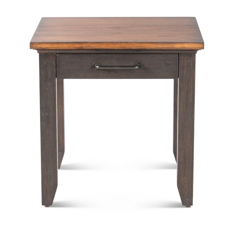 Bear Creek End Table Brown - Steve Silver Co.: Rustic Ivory, Honey Top, Drawer, Tapered Legs