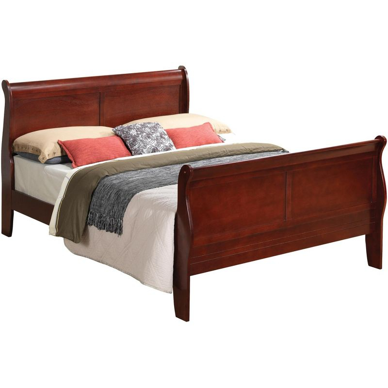 Passion Furniture Louis Philippe Cherry Queen Sleigh Bed with High Footboard
