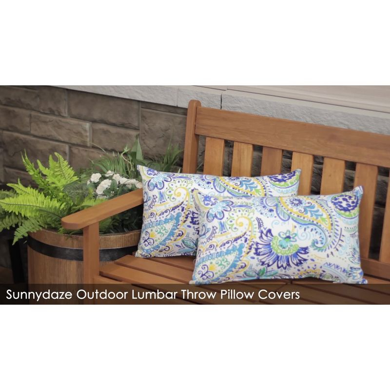 Sunnydaze Indoor/Outdoor Weather-Resistant Polyester Square Decorative Pillow Cover Only with Zipper Closure - Beach Bound Stripe - 2pk