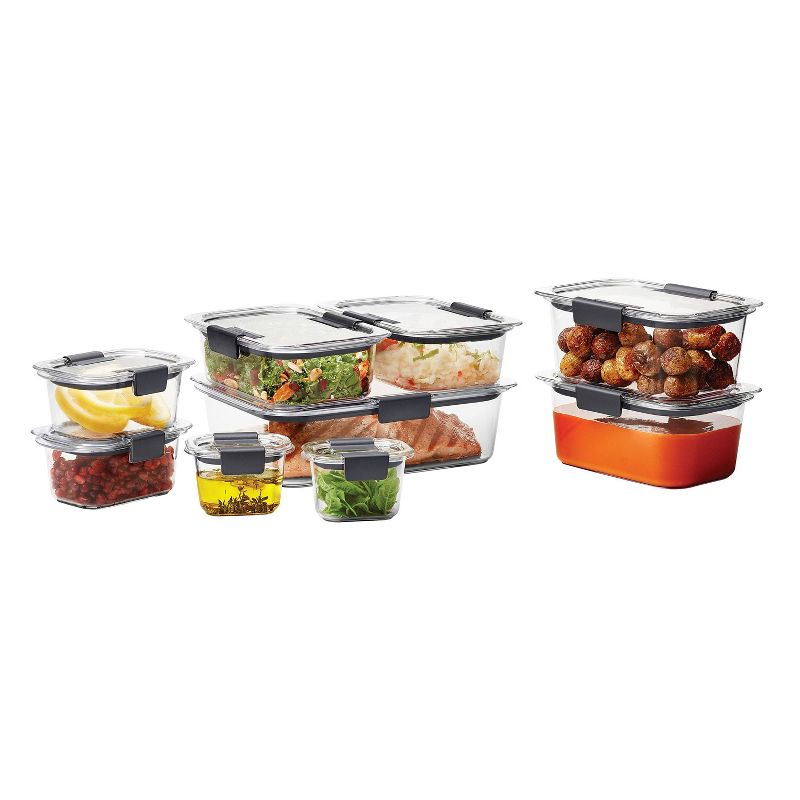 Rubbermaid Brilliance 18pc Plastic Food Storage Container Set: Clear, Microwave & Freezer Safe, Dishwasher Safe, Lids Included