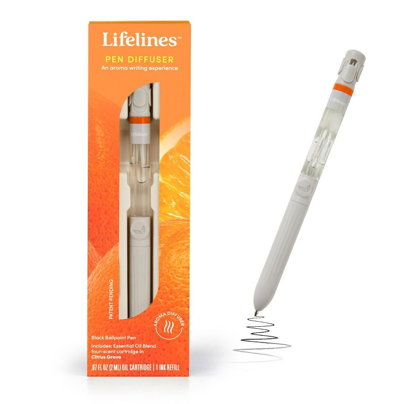 Lifelines Citrus Grove Essential Oil Blends with Pen Diffuser: Aromatherapy Gift Set, No Battery Required