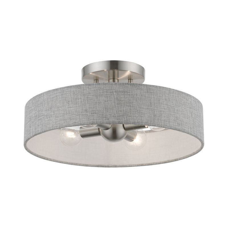 Livex Lighting Elmhurst 4 - Light Semi-Flush Mount in  Brushed Nickel/Shiny White