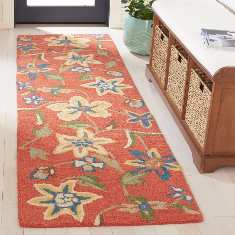 Blossom BLM673 Hand Hooked Runner Rug - Rust/Multi - 2'3"x8' - Safavieh.