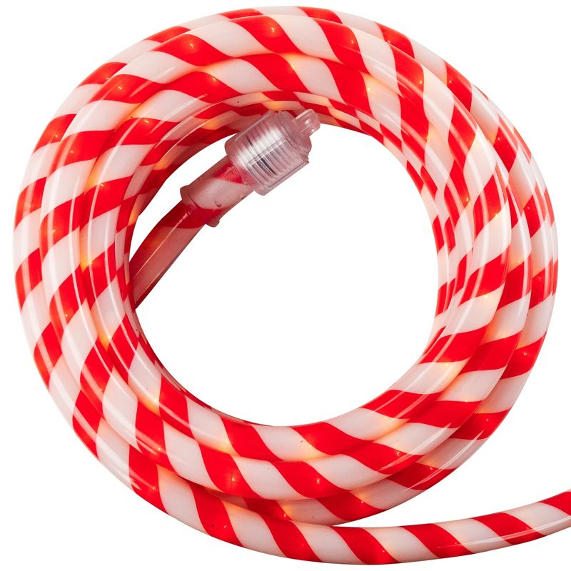 Northlight 18' Red and White Striped Candy Cane Outdoor Christmas Rope Lights