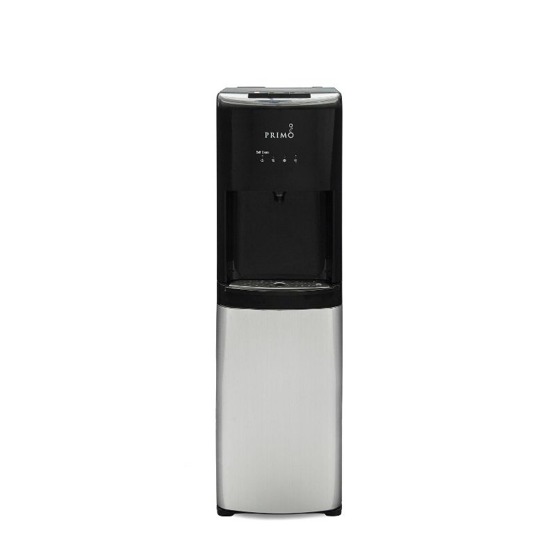 Primo Deluxe Bottom Loading Water Dispenser with Self-Sanitization: 5 Gallon, Hot & Cold, Freestanding, Black/Silver