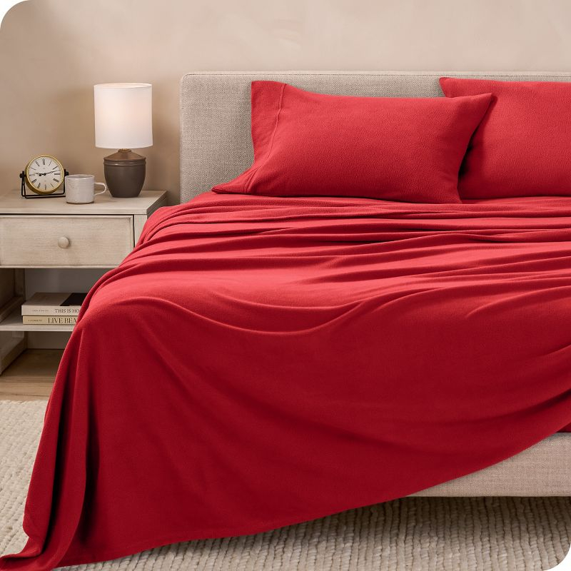 King Red Polar Fleece Sheet Set by Bare Home