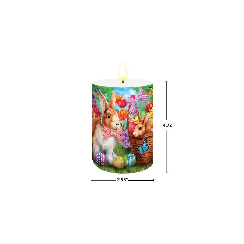 Briarwood Lane Spring Easter Flameless Candle 6x3 Bunnies and Basket Flameless Candle with Timer for Easter