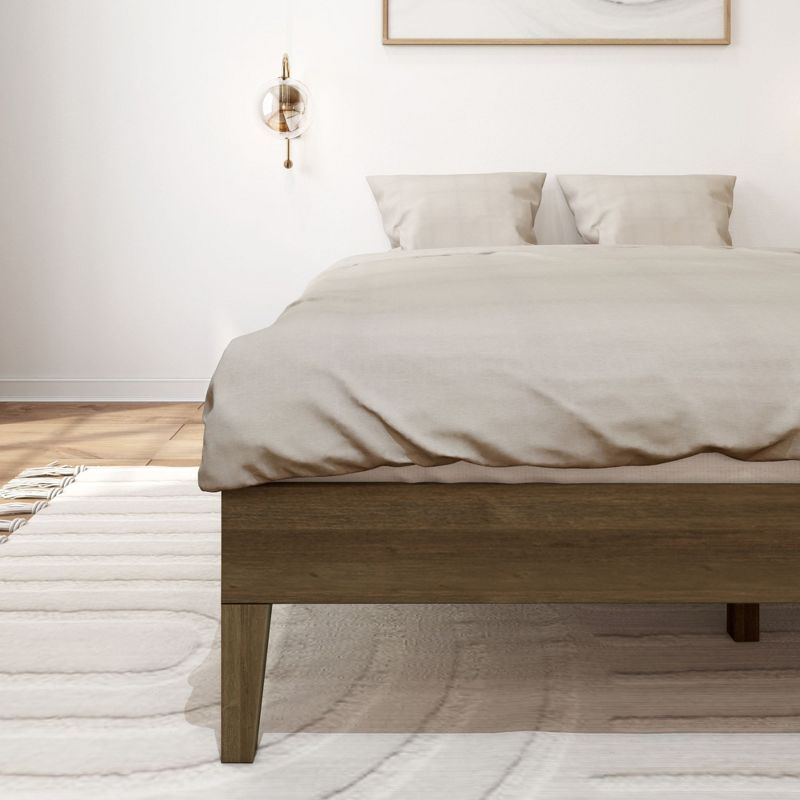 Plank+Beam Solid Wood Queen Platform Bed Frame, Matte Walnut