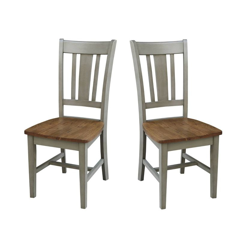 Set of 2 San Remo Splat Back Chairs Natural - International Concepts: Solid Wood, Mid-Century Design, Spot Clean