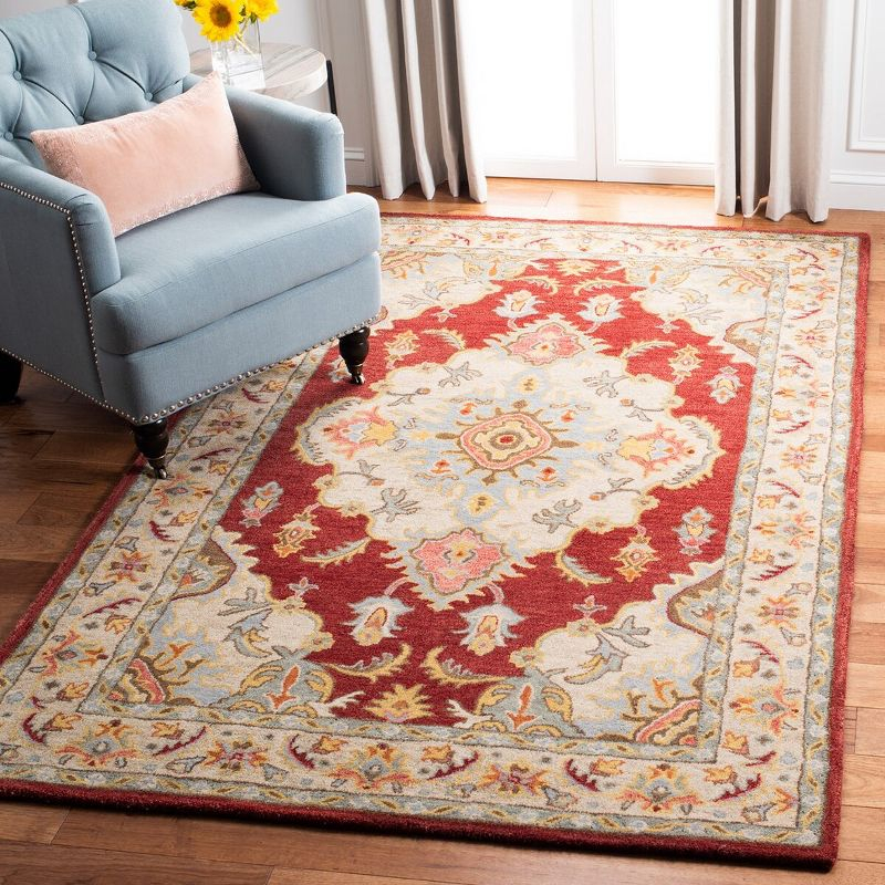 Antiquity AT520 Hand Tufted Area Rug - Red/Grey - 4'x6' - Safavieh.