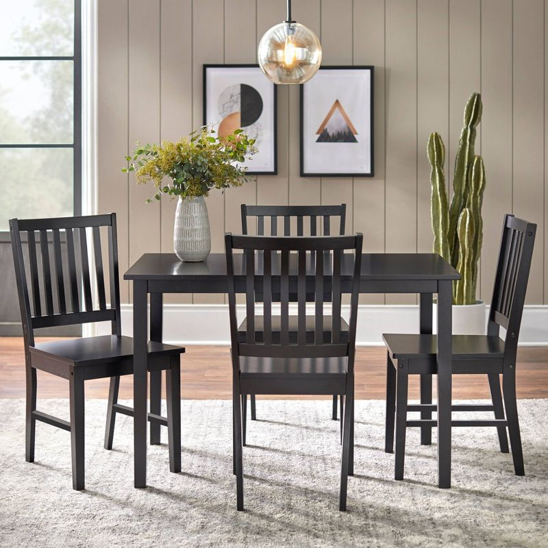 Buylateral Shaker Rectangular Dining Table Black: Transitional Style, Rubberwood, Seats 4