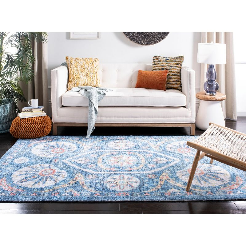 Saffron SFN551 Hand Loomed Area Rug - Blue/Creme - 4'x6' - Safavieh.
