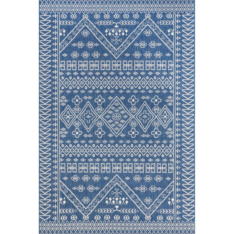 Nuloom Kandace Geometric 6x9 Indoor/Outdoor Area Rug for Living Room Patio Deck Front Porch Kitchen, Blue/Ivory