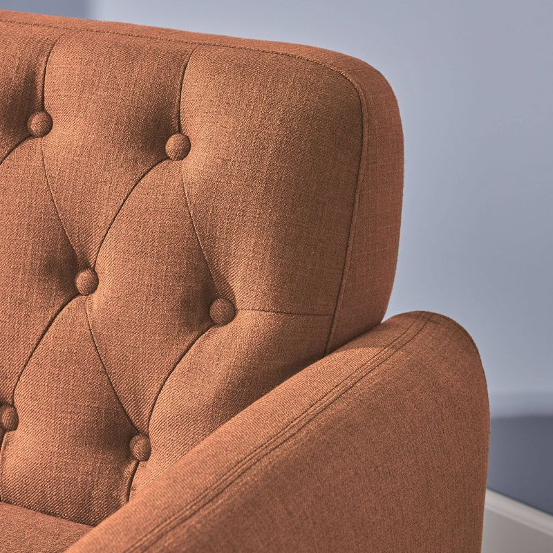 Bernice Petite Mid Century Modern Tufted Sofa Orange - Christopher Knight Home: Comfortable Upholstered Loveseat