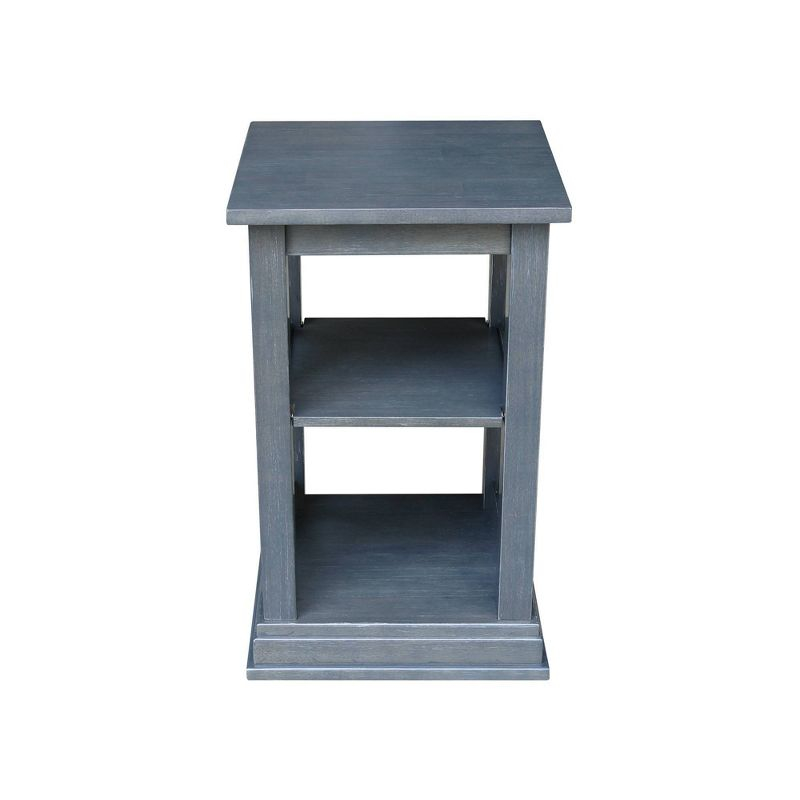 Hampton Accent Table with Shelves Heather Gray/Antique Washed - International Concepts: Solid Wood, Fixed Shelf Storage