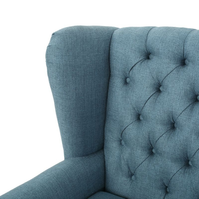 Christopher Knight Home Laird Traditional Winged Accent Chair Blue: Studded, Tufted for Living Room