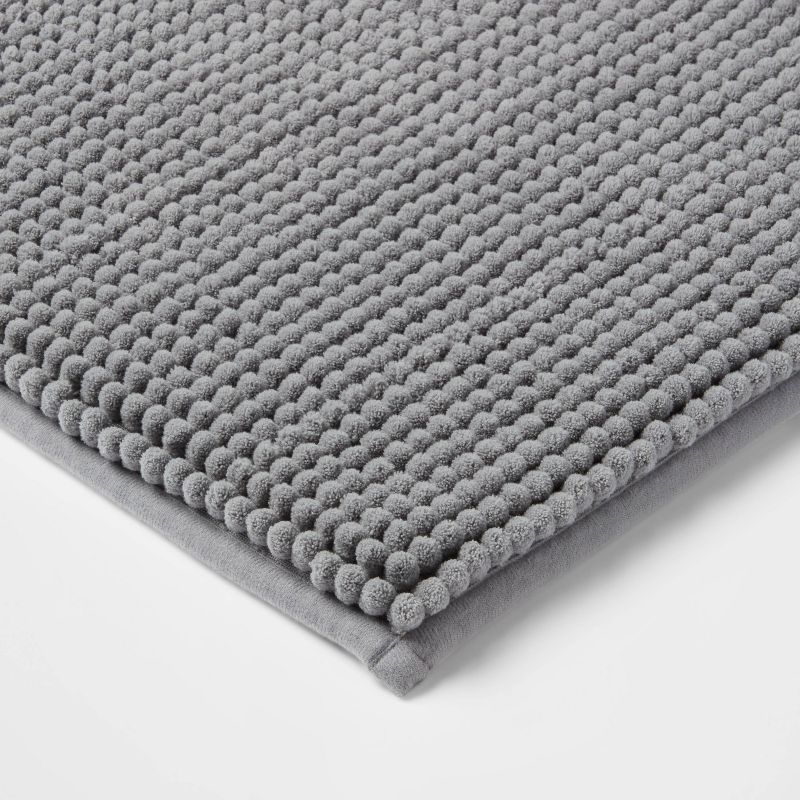 20"x34" Low Chenille Memory Foam Bath Rug Dark Gray - Threshold™: Recycled Polyester, Machine Washable, OEKO-TEX Certified