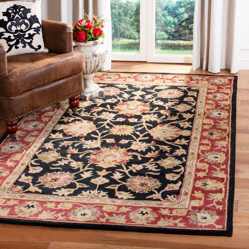 Heritage HG112 Handmade Area Rug - 5'x8' - Black/Red - Safavieh