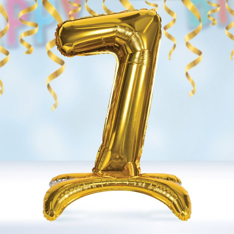Beistle Self-Standing Balloon Number  7, 26", (2/Pkg) Gold