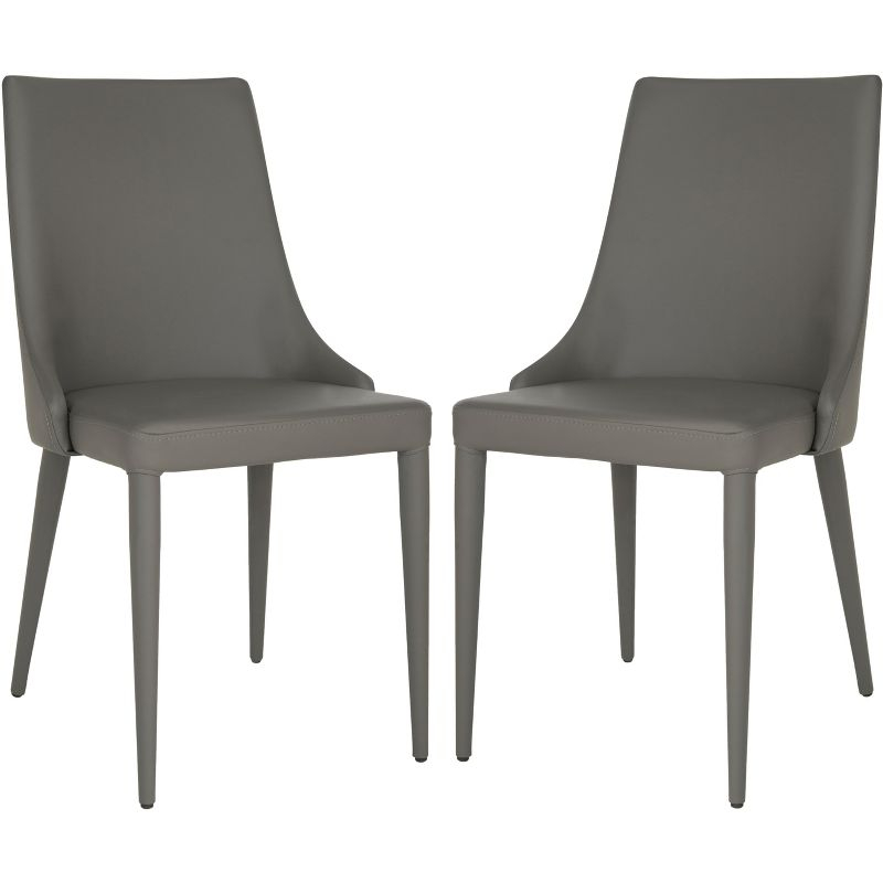 Summerset 19" H Leather Side Chair (Set of 2) - FOX2014 - Grey - Safavieh Couture