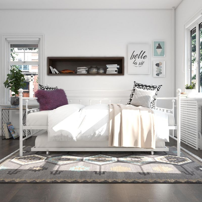 DHP Manila Metal Daybed and Trundle, Queen/Full Size, White