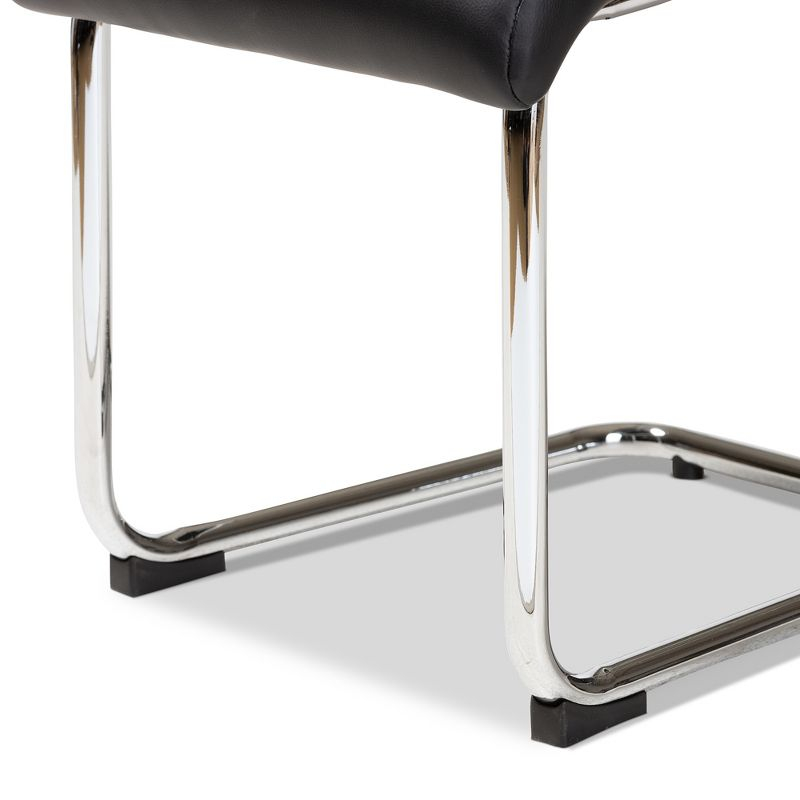 Set of 4 Marlys Modern Dining Chairs Black - Baxton Studio: Faux Leather, Chrome Legs, Mid-Century