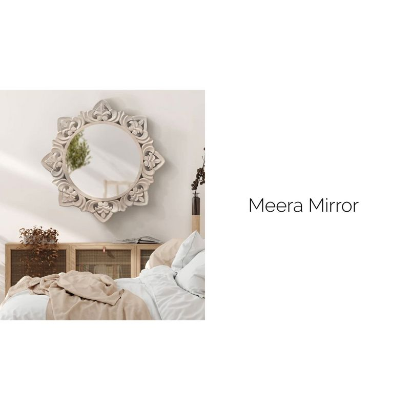 Kate & Laurel All Things Decor 28"x28" Meera Carved Wood Mirror Brown: Artisan Starburst, No Assembly