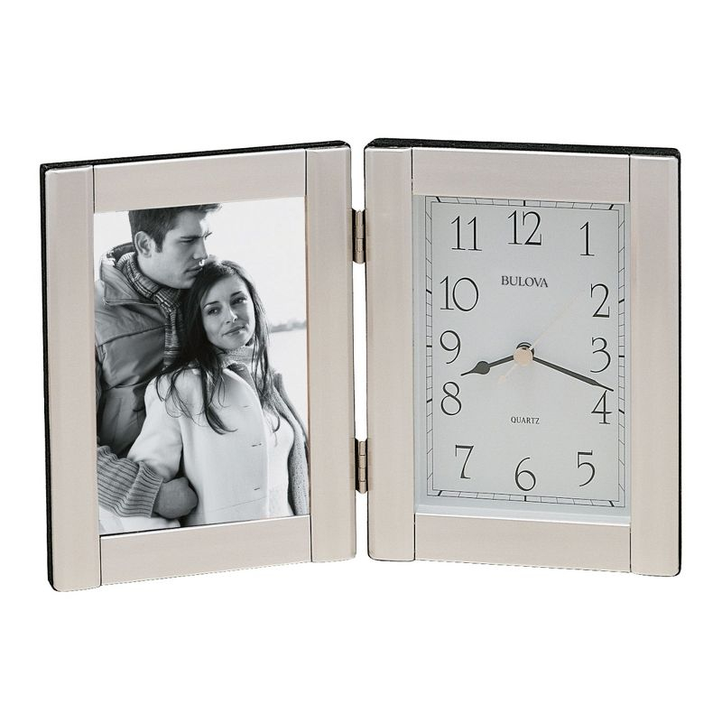 Bulova Clocks Forte II Brushed Aluminum Picture Frame Clock