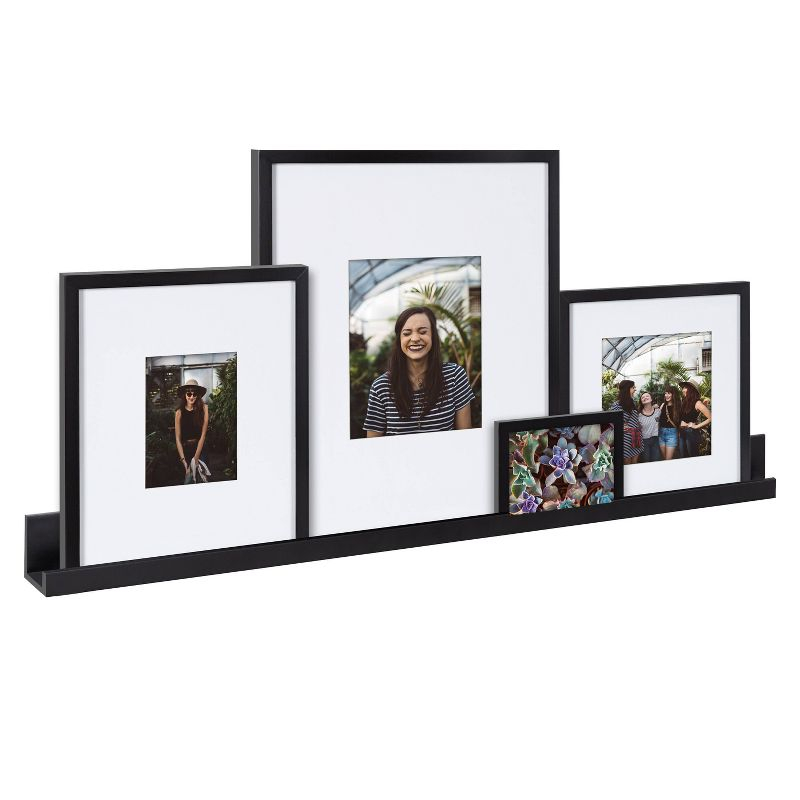 5pc Gallery Frame/Shelf Box Set Black - Kate & Laurel All Things Decor: Wall Ledge, Wood, Modern Decor Style