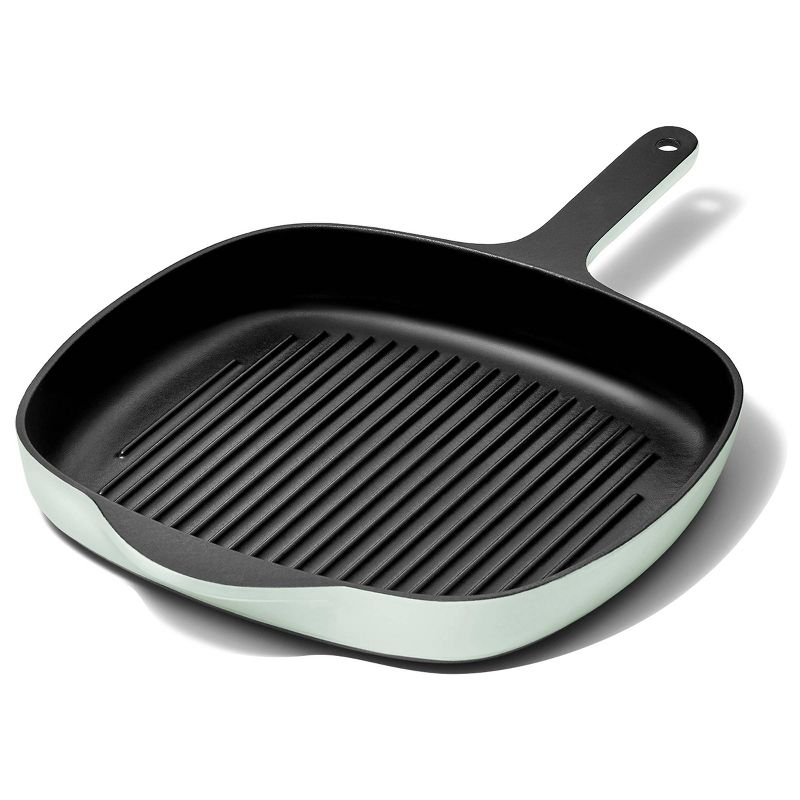 Caraway Home Enameled Cast Iron Grill Pan Light Mist