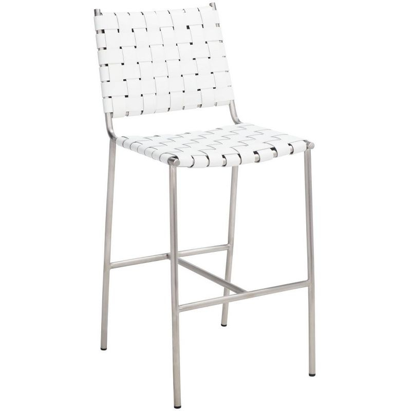 Olenna Woven Counter Stool - BST3011 - White/Silver - Safavieh