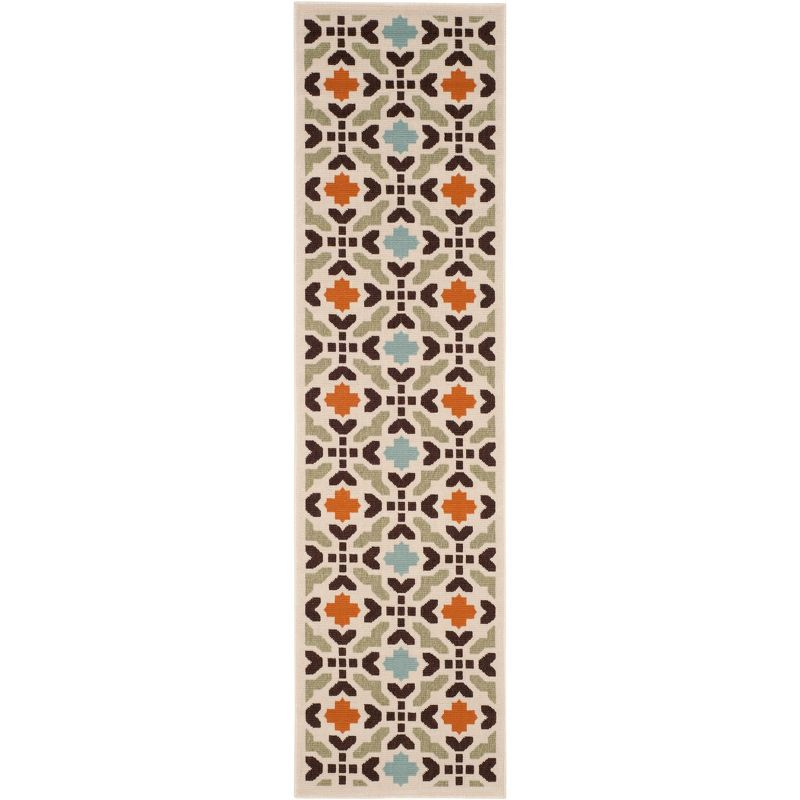 Veranda VER080 Power Loomed Indoor/Outdoor Runner Rug - Cream/Terracotta - 2'3"x8' - Safavieh
