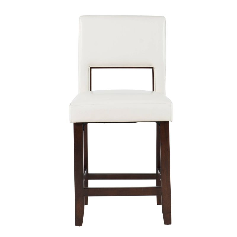 Linon 24" Vega Padded Back and Seat Faux Leather Counter Height Barstool Hardwood White: Rubberwood Legs, Polyurethane Upholstery