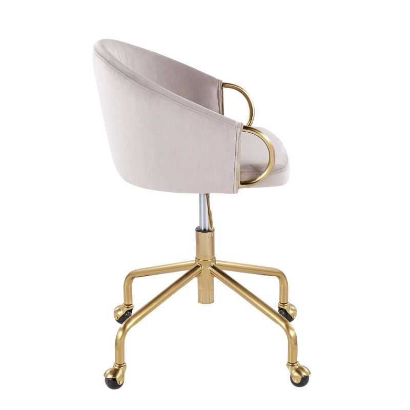 Claire Velvet/Metal/Plywood Task Chair Gold/Silver - LumiSource: Swivel Desk Chair with Casters, Adjustable Height