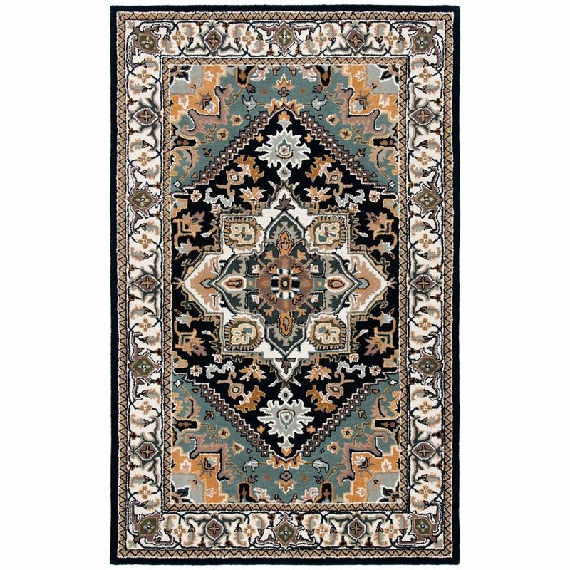 Heritage HG625 Handmade Area Rug - 5'x8' - Navy/Ivory - Safavieh