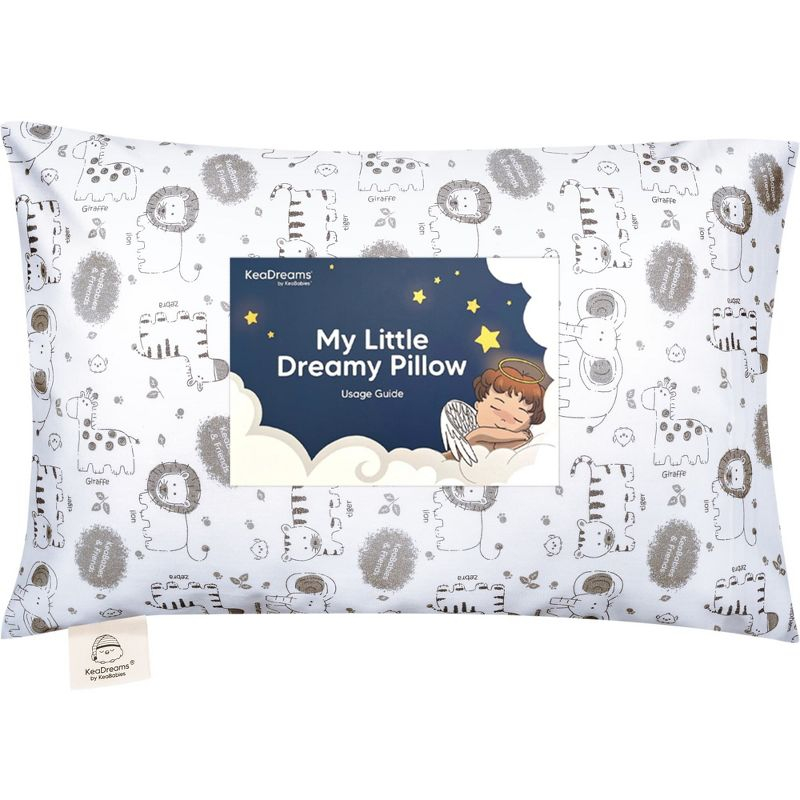 KeaBabies Toddler Pillow with Pillowcase, 13X18 Soft Organic Cotton Toddler Pillows for Sleeping, Kids Travel Pillow Age 2-5 (KeaSafari)