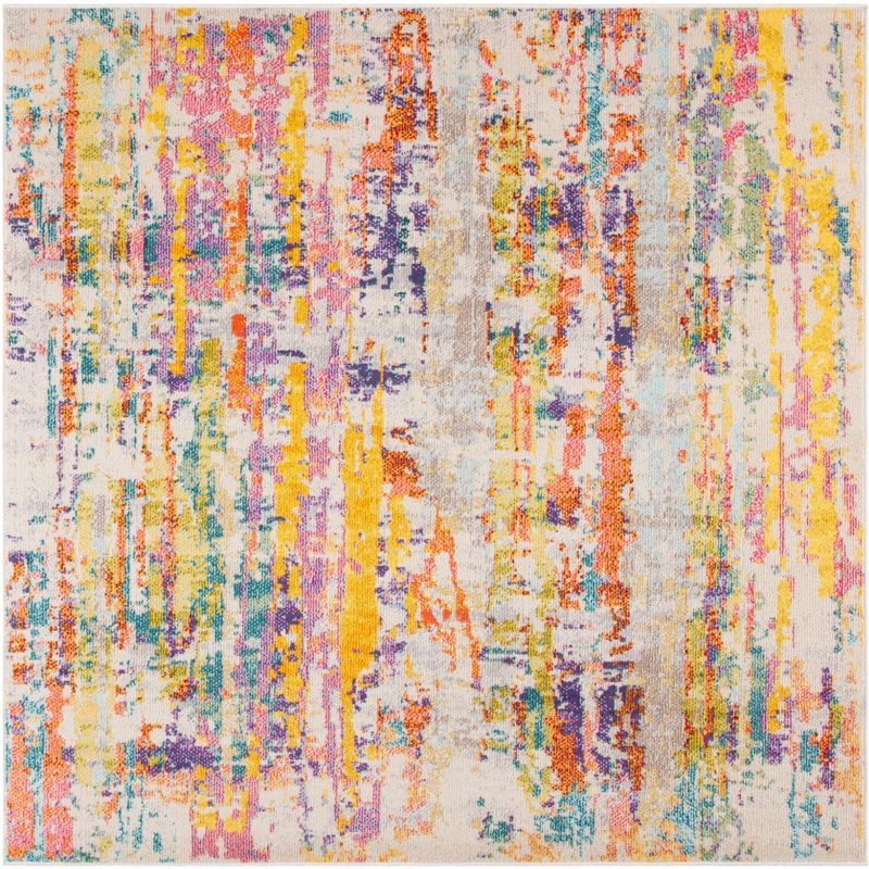 Madison MAD260 Power Loomed Area Rug - Beige/Yellow - 6'7"x6'7" - Safavieh.