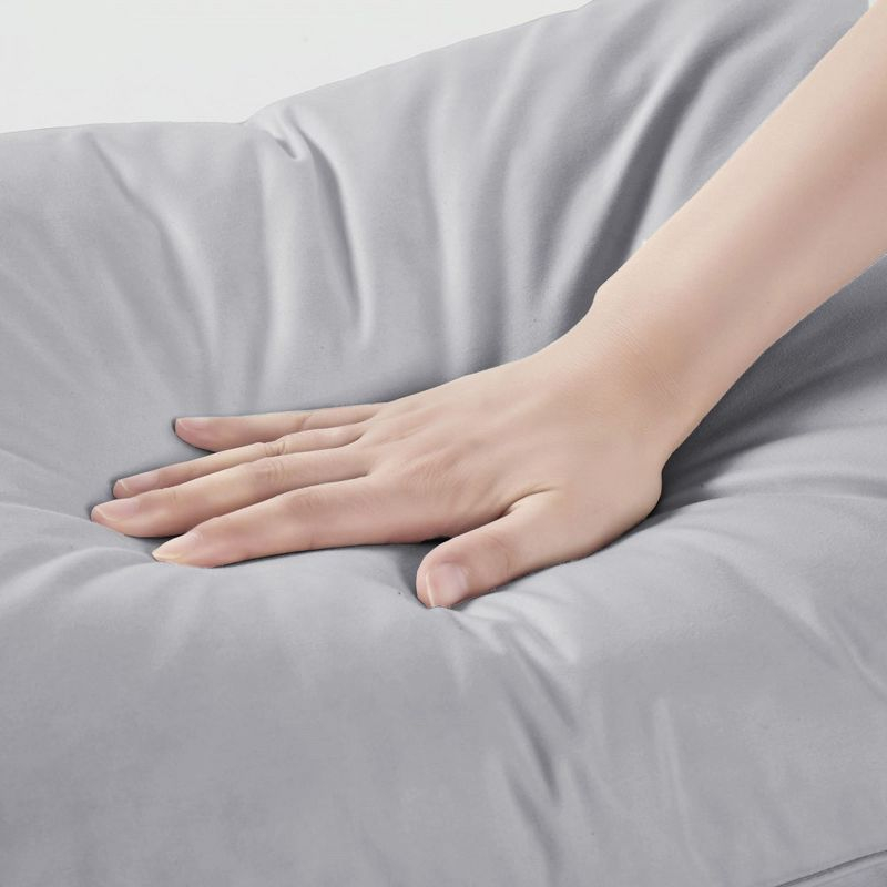 Peace Nest Set of 2 Medium Goose Feather Down Bed Pillow with Cotton Cover, Gray, Standard