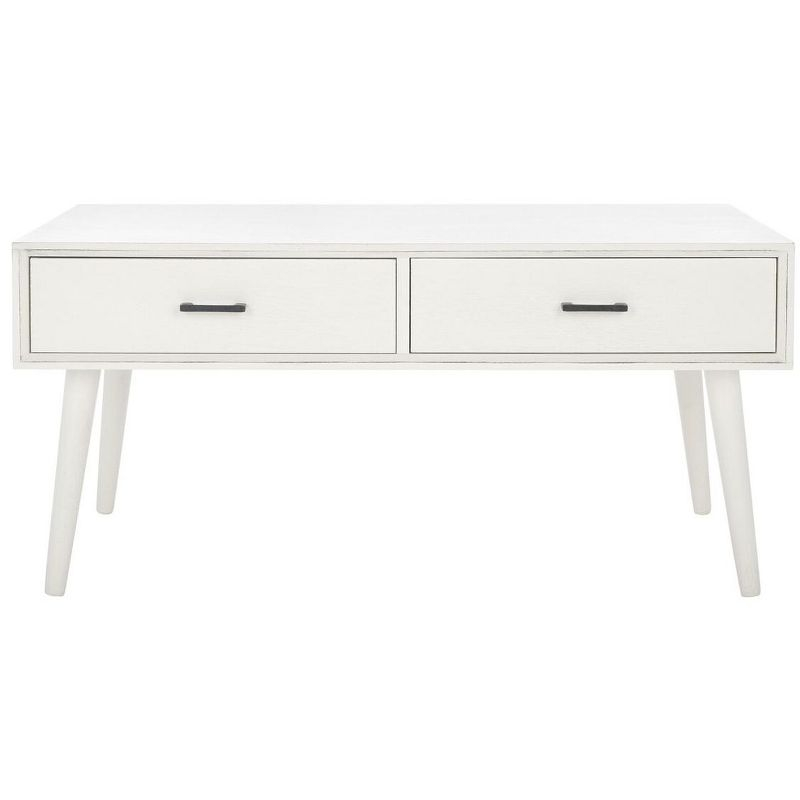 Mozart Mid-Century Coffee Table - Distressed White - Safavieh
