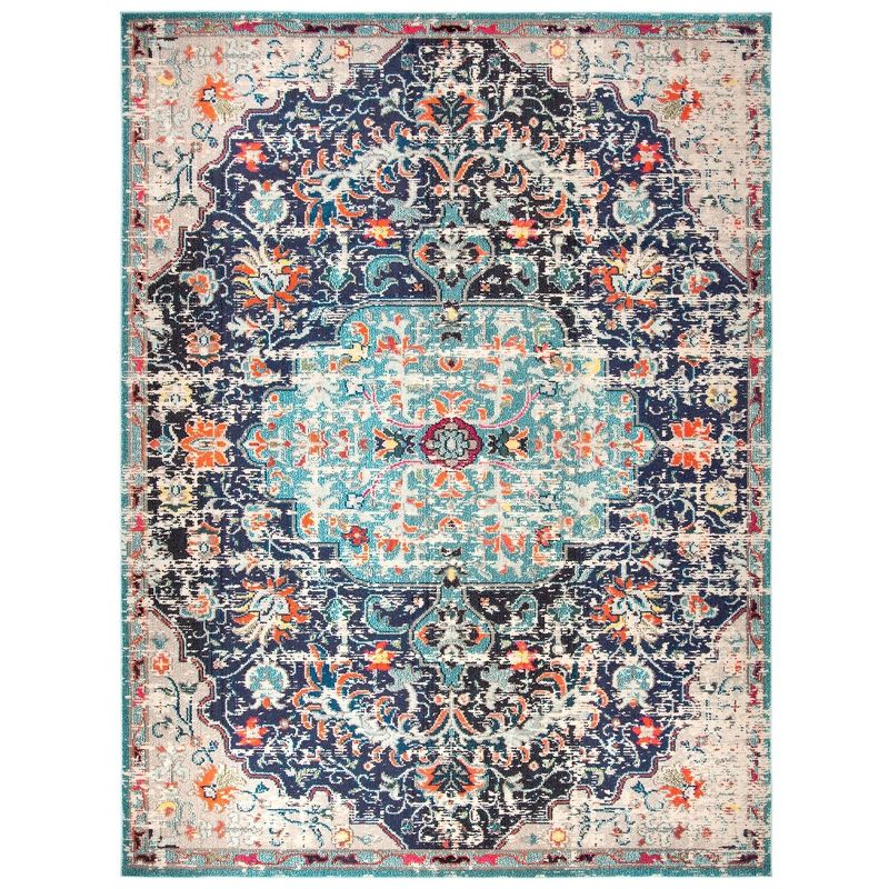 Madison MAD447 Power Loomed Indoor Area Rug - Black/Teal - 8'x10' - Safavieh