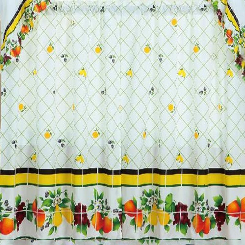 Ramallah Trading Ruffle Fruit Medley Tier and Valance - 60 x 36, Multicolored