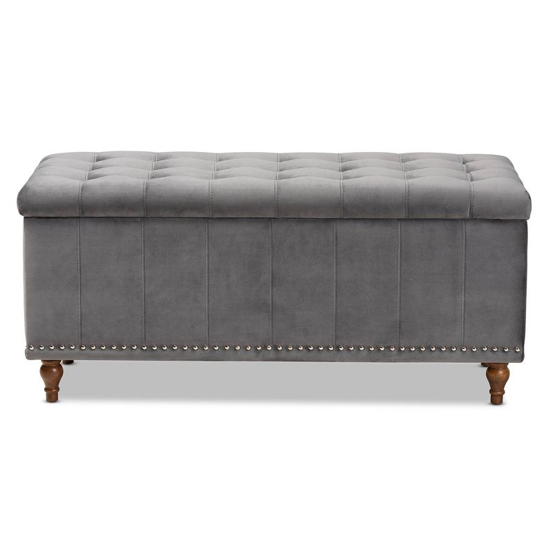 Kaylee Velvet Upholstered Button Tufted Ottoman Bench with Interior Storage - Baxton Studio