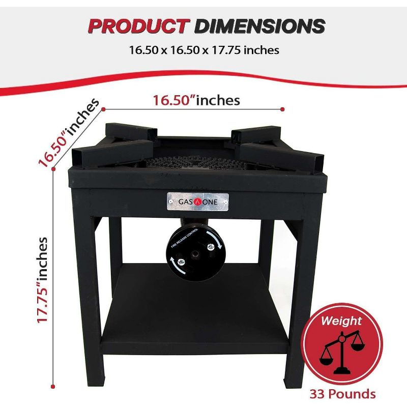 GasOne 275,000 BTU Propane Burner Cooker With Regulator with Steel Braided Hose For Outdoor Cooking, Turkey Fry