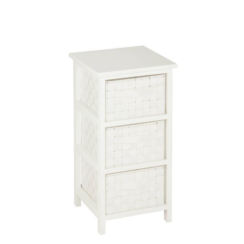 Honey-Can-Do 3 Drawer Chest White: Decorative Storage Drawers, Wood Surface, 24" Height, 12" Depth, 3 Shelves