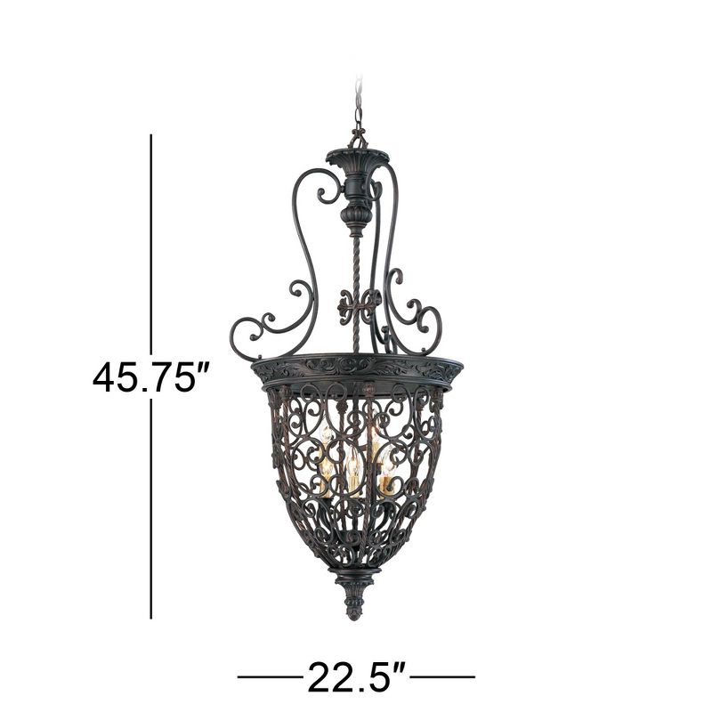 Franklin Iron Works French Scroll Rubbed Bronze Chandelier 22 1/2" Wide Rustic 9-Light Fixture for Dining Room House Kitchen Island Entryway Bedroom
