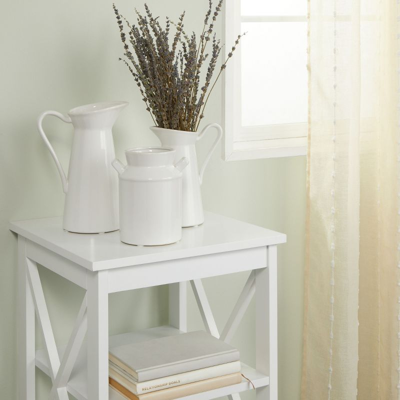 Farmlyn Creek 3 Piece Set Ceramic Pitcher Vases for Home Decor, Small White Centerpieces for Living Room, 3 Sizes