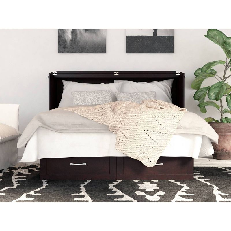 Queen Monroe Murphy Bed Chest with Memory Foam Mattress - AFI